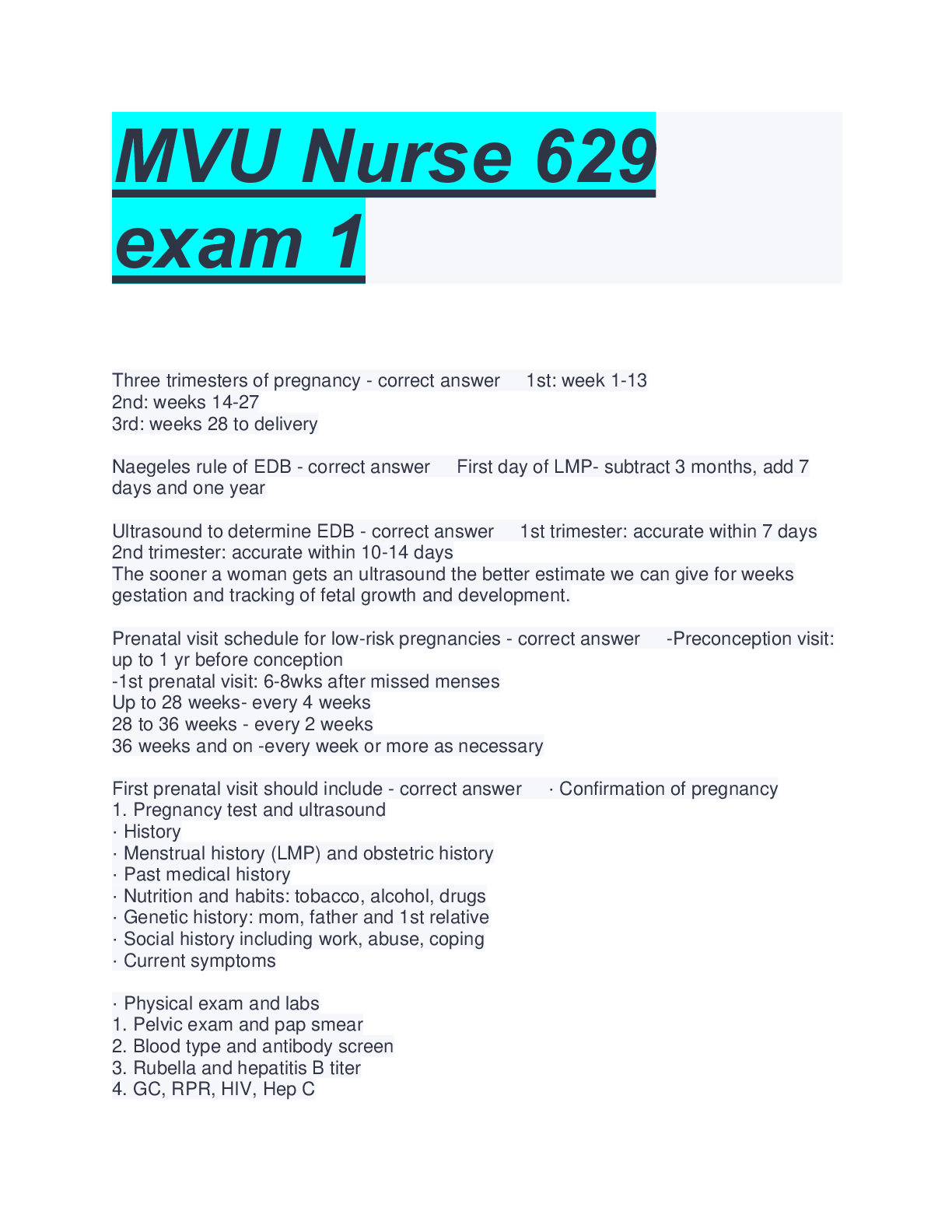 Preview image for MVU Nurse 629 exam 1
